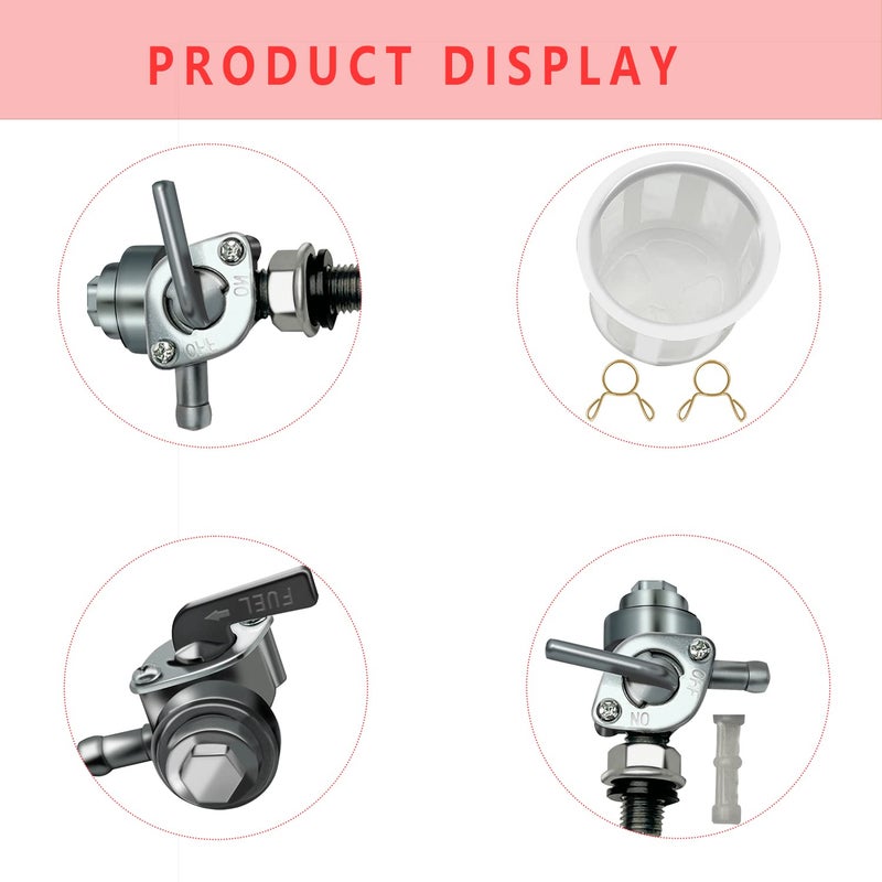 Sofo 2 Pack Generator Male Fuel Petcock Shut Off Valve M10X1.25mm with Fuel Strainer Fit for Honda EU2000i EU2200i EU3000iS for Predator 2000 3500 Inverter for Yamaha EF2000iS EF2200iS Gas Tank Switch - Image 4